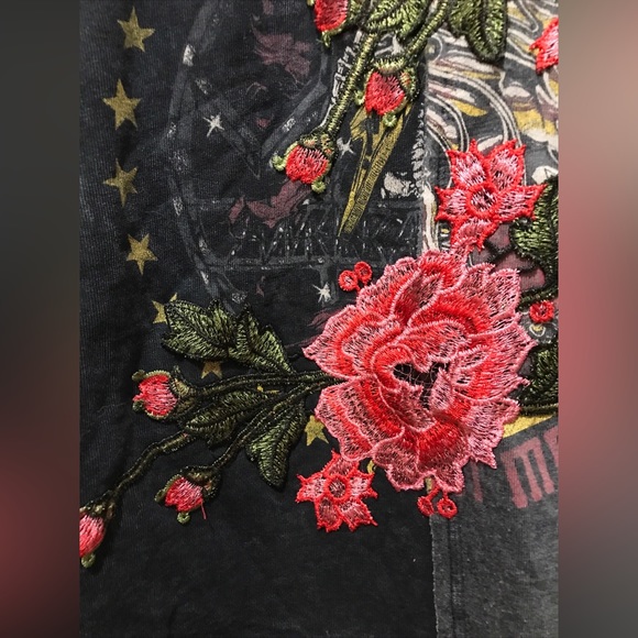 Affliction Women SZ M Cropped Hoodie Long Sleeve Embroidered - Picture 8 of 9